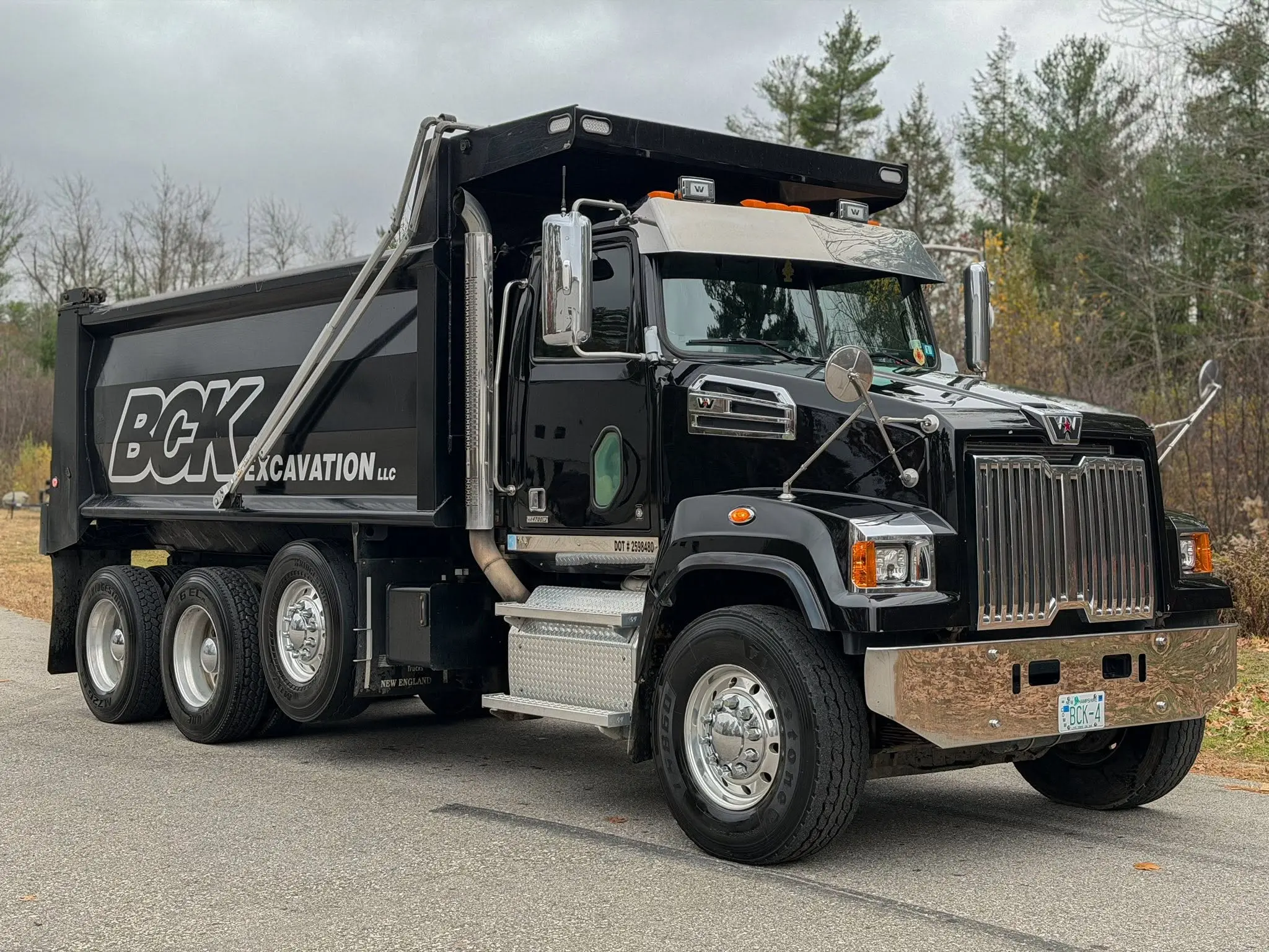 Black Western Star excavation dump truck detailed by Midnight Detailing in Southern New Hampshire